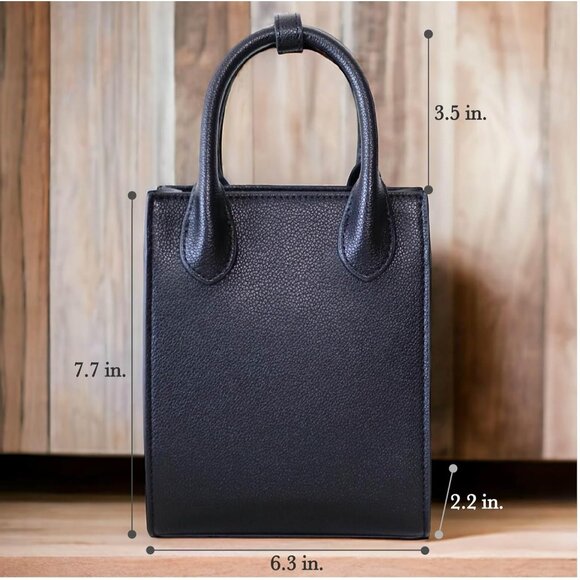 Mini Tote Crossbody Bag Vegan Leather Compact Purse for Women Girls - Picture 2 of 8